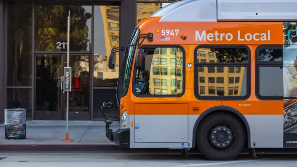 Orange Los Angeles Metro bus on city street