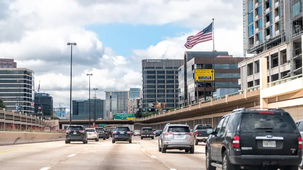 Traffic on a highway in Dallas, Texas.