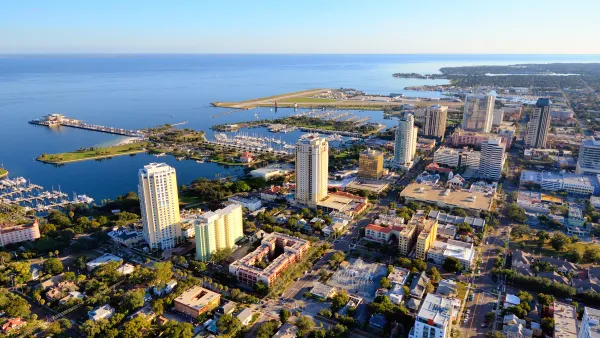 Aerial view of St. Petersburg, Florida on Gulf of Mexico coast