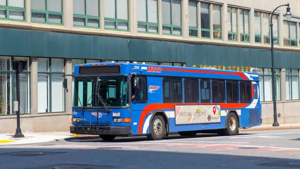 Worcester Regional Transit Authority (WRTA) bus on Foster Street in Downtown Worcester, Massachusetts MA, USA.