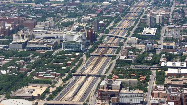 Aerial view of Interstate 290 or Eisenhower Expressway in Chicago, Illinois.