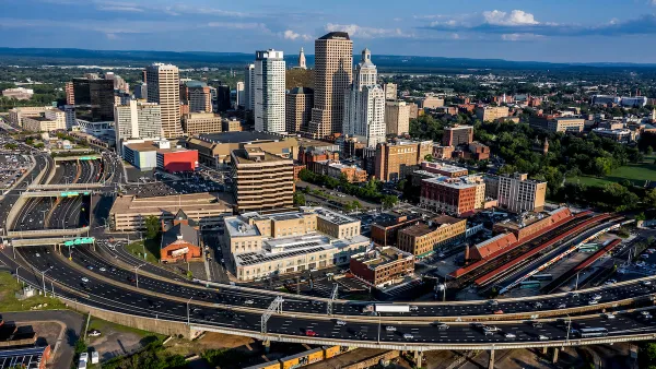 Aerial view of downtown Hartford, Connecticut.