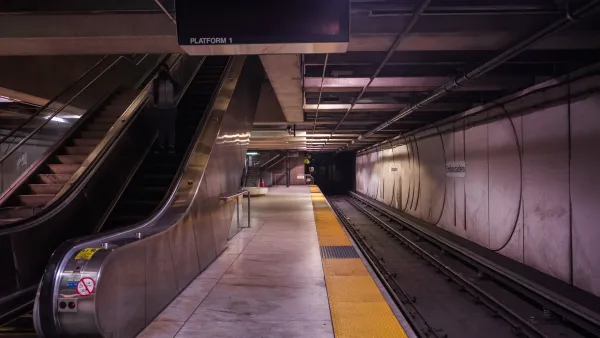 Empty Muni underground train platform