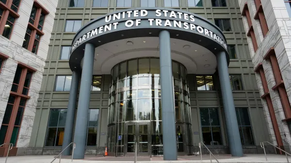 Front entrance of U.S. Department of Transportation office in Washington D.C.