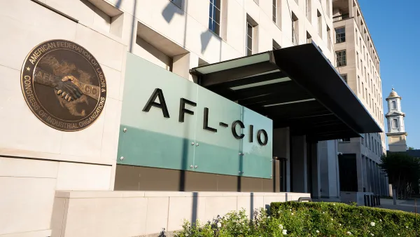 AFL-CIO sign on union headquarters building in Washington, D.C.