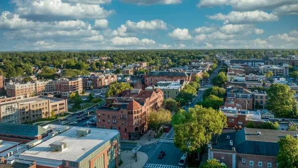 Aerial view of Broadway in Saratoga Springs, New York