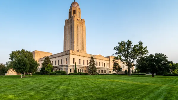 Nebraska capitol building against a blue sky