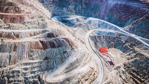Aerial view of copper strip mine in New Mexico.
