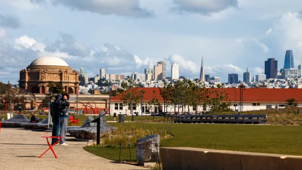 View of San Francisco skyline from Tunnel Tops park in the Presidio.