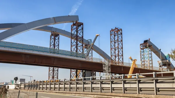 Large bridge under construction.