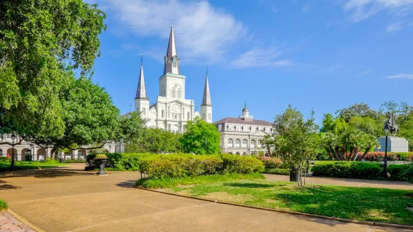 View of St. Louis cathedral in New Orleans, Louisiana.