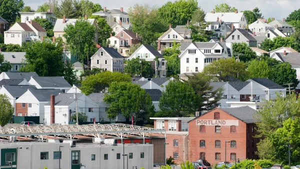 View of houses and buildings in Portland, Maine