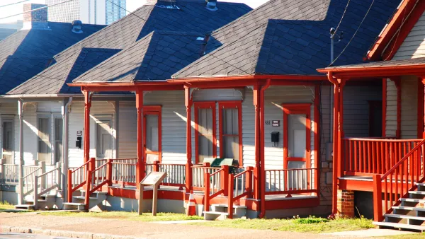 Sweet Auburn neighborhood of Atlanta, a historic district once home to wealthy African American families, stand in a row in the King Historic District