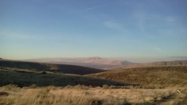 View of small town Benton in Washington State from Horse Heaven Hills.