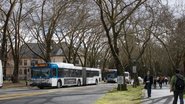 Community Transit buses at the University of Washington, Seattle.