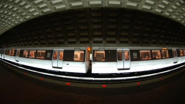 fisheye photo of DC subway in station