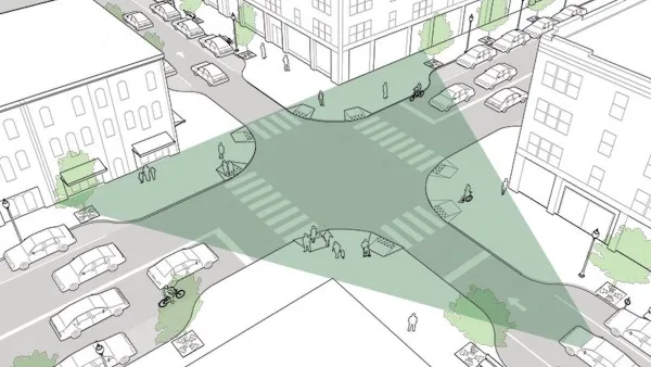 Diagram of visibility at urban intersection.