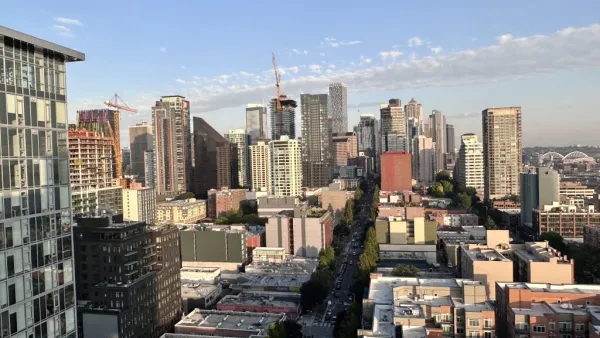 A view from among the high0rises in Downtown Seattle.