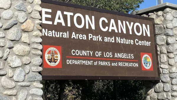 Sign for Eaton Canyon Natural Area in Los Angeles County.