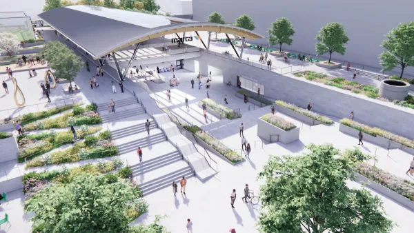 Rendering of exterior of MARTA Five Points transit station.