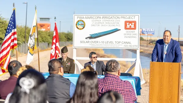Tribal leaders of Gila River Indian Community at inauguration event for solar-over-canal project.