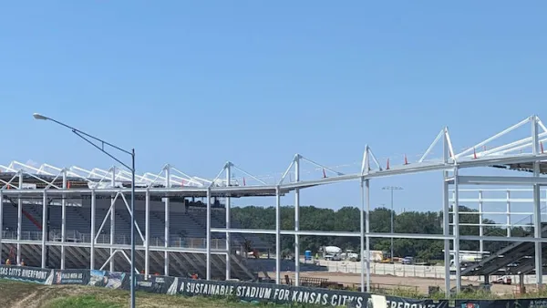 CPKC sports stadium under construction in Kansas City, Missouri.