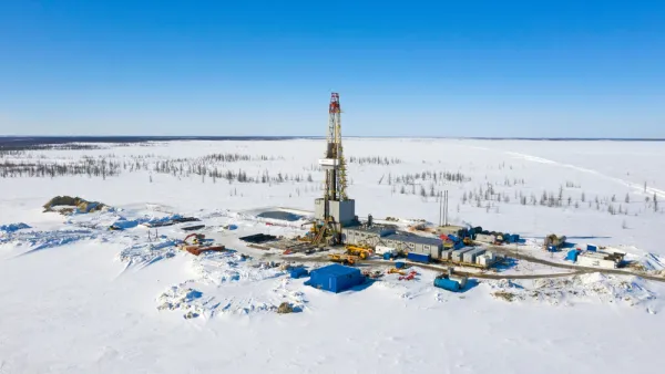 Drilling rig at a gas field in the North of Western Siberia