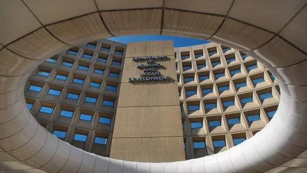 View up at US Department of Housing and Urban Development building in Washington, D.C.