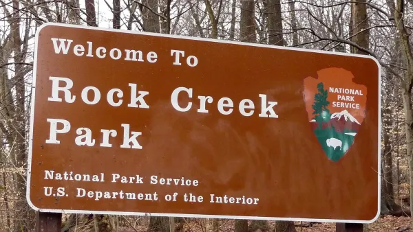 Welcome sign for Rock Creek Park, Washington. D.C.