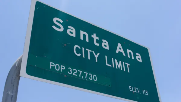 Highway sign for Santa Ana, California