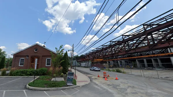 Pencoyd Iron Works and Marriott hotel under construction.