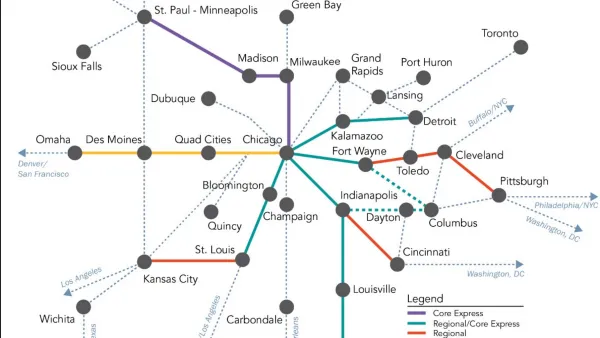 Stylized rendering of the Midwest Regional Rail Network