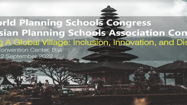 World Planning Schools Congress title on photo of Balinese temple