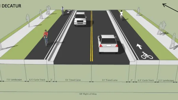 Rendering of proposed Church Street raised separated cycletracks and reduced traffic lanes