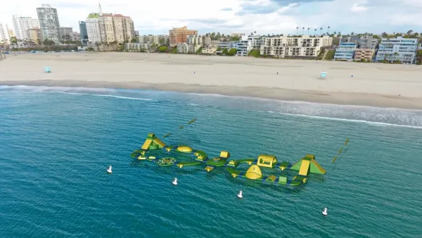 Rendering of inflatable floating water park in Long Beach, California.