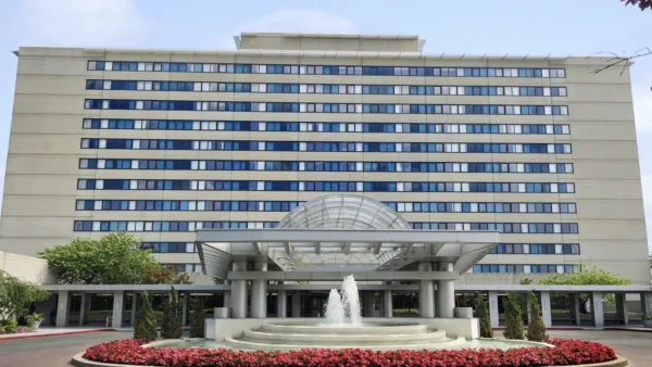 White multistory Hilton Hotel in Queens, New York