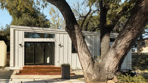 Rendering of shipping container-like ADU unit pre-approved by the city of Los Angeles