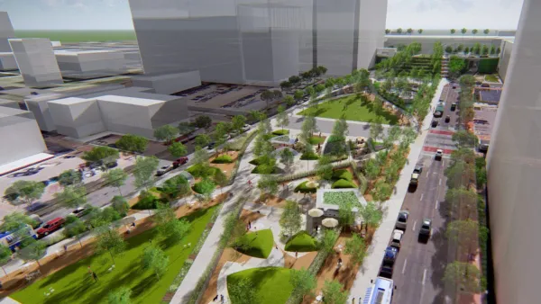 Rendering of proposed South Loop Link Park over I 670 in Kansas City, MO