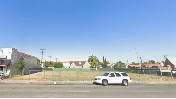 Google street view of vacant lot in South Los Angeles in 2022.