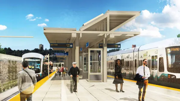 Rendering of proposed East Link light rail station.