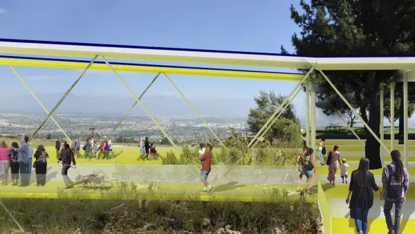 Rendering of pedestrian walkway on hilltop at Puente Hills Landfill Park.