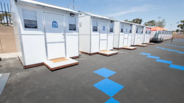 Tiny home village for unhoused reisdents in Torrance, California.
