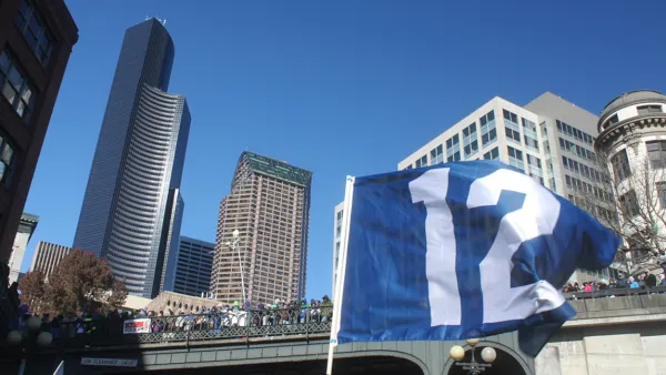 Seattle SUper Bowl Parade 12th Man Flag