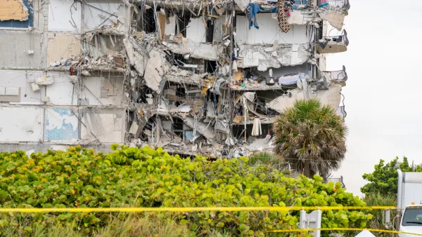 The mangled remains of a residential tower after it collapsed in Florida.