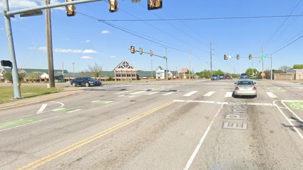 An intersection with bike lanes in Tulsa, Oklahoma