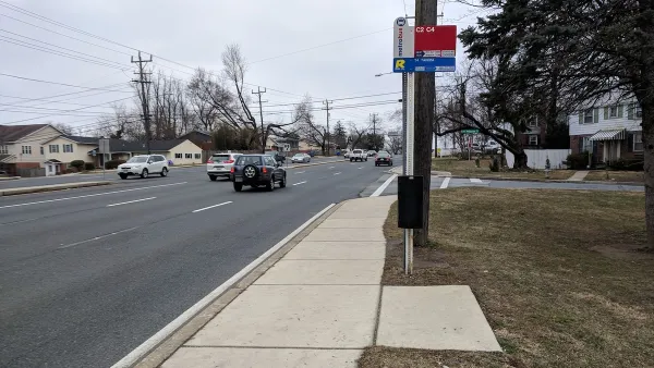WMATA bus stop with sign and no bench or shelter in Washington, D.C.