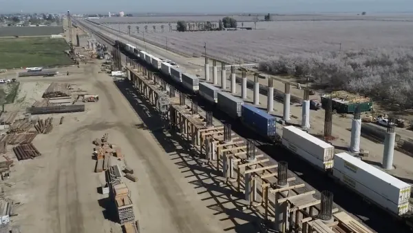 Wasco Viaduct under construction in California's Central Valley as part of California High-Speed Rail project.