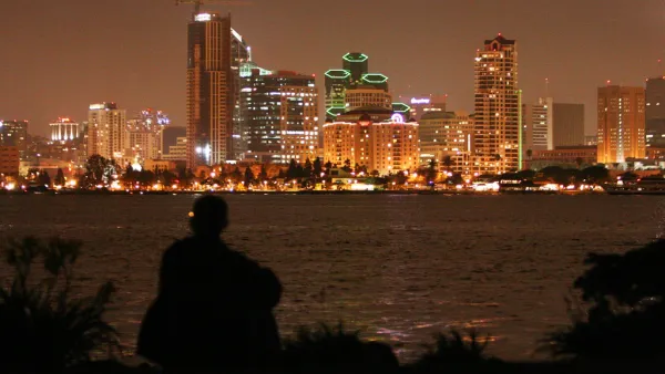 Nightime view of San Diego skyline