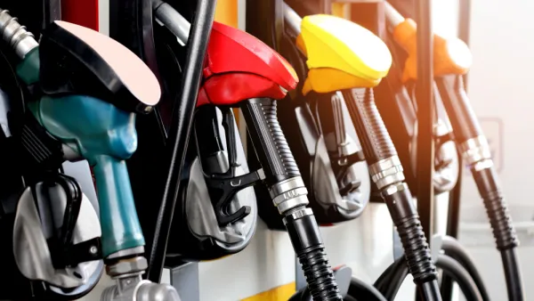 Close-up of multicolored gas station pumps