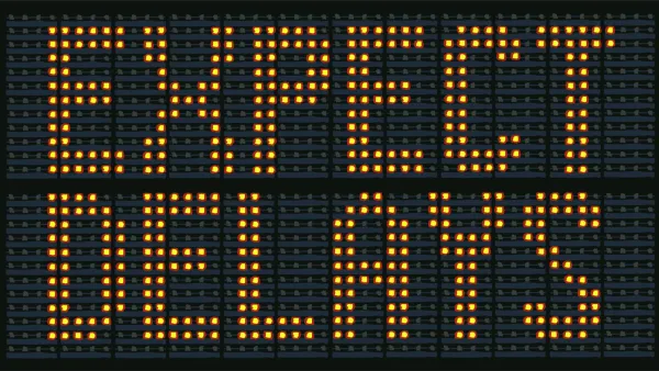 Yellow on black "Expect Delays" traffic sign